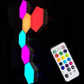 تصویر پنل روشنایی پنج ضلعی 6 تکه Colorful Quantum LED Light Touch Colorful Led Touch Quantum Light