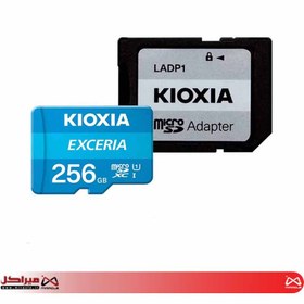 تصویر کارت حافظه‌ microSDHC کیوکسیا مدل EXCERIA کلاس 10 استاندارد UHS-I U1 سرعت 100MBps ظرفیت 256 گیگابایت به همراه آداپتور SD Kioxia Exceria LMEX1L256GG2 256GB UHS-I microSDXC Memory Card