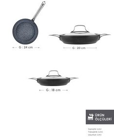 تصویر ماهیتابه کوچک ساهان BIOGRANITE MONET 3 PITT PAN SAHAN SET مشکی کاراجا Karaca 