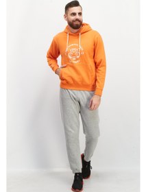 تصویر سویشرت کلاه‌دار آستین بلند مردانه برند، نارنجی برند le tigre Men Brand Logo Long Sleeve Hooded Sweatshirt, Orange