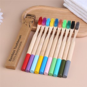 تصویر مسواک چوب بامبو رنگی Bamboo toothbrush
