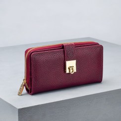 تصویر کیف پول زنانه چرمی زرشکی 