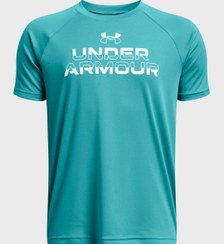 تصویر تی‌شرت مردانه با طراحی تکنولوژی و لوگو برند under armour 