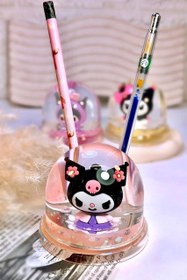 تصویر جاقلمی اکواریومی گرد کرومی Round chrome aquarium pen holder