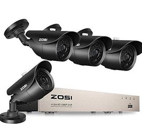 تصویر دوربین مداربسته دوربین مداربسته ZOSI FULL TRUE 1080P ، 4 دوربین امنیتی ضد آب 1080P 2.0MP HD ، 8 کانال 1080P HD-TVI 4-IN-1 CCTV DVR ضبط ، دید در شب 120ft ، بدون هارد دیسک 
