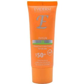 تصویر كرم ضد آفتاب رنگی اس پی اف 50 پوست چرب 40 میلی لیتر اویدرم Eviderm Evisun Tinted SunScreen Cream