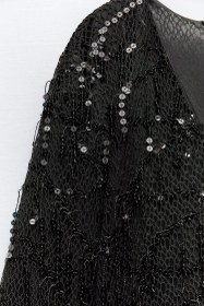 تصویر پیراهن مینی مجلسی یقه هفت برند زارا ا SEQUINNED MINI DRESS WITH FRINGING SEQUINNED MINI DRESS WITH FRINGING