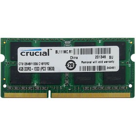 تصویر رم لپ تاپ 4 گیگ Crucial DDR3-1333-10600 MHZ 1.5V شش ماه گارانتی 