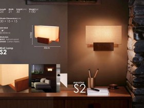 تصویر چراغ دیواری چوبی دو شعله مسینا S2 wall lamp sS2