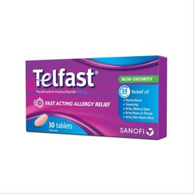 تصویر قرص تلفست Telfast اورجینال مخصوص آلرژی و حساسیت دوز 180 میلی گرم 30 تایی 