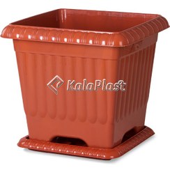 تصویر گلدان مربع پلاستیکی با زیرگلدانی کد 509 