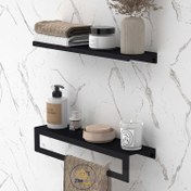 تصویر شلف فلزی دیواری دوعددی آویز حوله و ملزومات مدل رستا کد zb14 قابل استفاده در حمام و سرویس بهداشتی