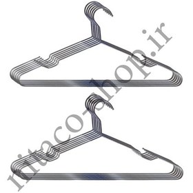 تصویر 12 عدد چوب لباسی فلزی آبکاری شده ضخیم در بسته های 6 تایی 