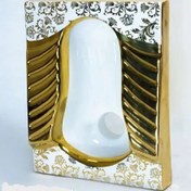 تصویر کاسه توالت ایرانی کوتینگ سفید طلایی 