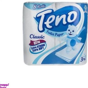 تصویر دستمال توالت تنو (Teno) بسته 8 عددی 