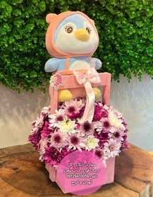 تصویر دسته گل و کیک برای نوزاد پسر 