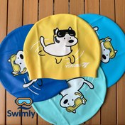تصویر کلاه شنا سیلیکونی طرح دار سگ - زرد 