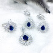 تصویر نیم ست زنانه نقره طرح یاقوت 