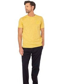 تصویر ست پیژامه و لباس خواب Pierre Cardin اورجینال مردانه برند پیرکاردین PCEP6079 6079 Men's Short Sleeve Crew Neck Pajama Set-yellow 