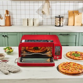 تصویر سرخکن و پیتزا پز کاراجا ترکیه مدل Multicrust Artisan Retro Karaca Multicrust Artisan Retro Pizza Makinesi ve Airfryer