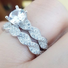 تصویر حلقه پشت حلقه سولیتر نقره 925 عیار 925 Sterling Silver Solitaire Ring Back Ring