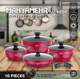 تصویر سرویس قابلمه ۸ پارچه طرح چدن فورج 