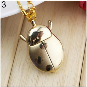 تصویر Retro Beetle Ladybug Shape Quartz Pocket Watch Necklace Pendant Gifts Gold 