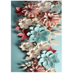 تصویر فرش چاپی هازان ترک سه بعدی طرح گل کد 9106 (پس کرایه) - سایز: 1 در 1.5 متر 