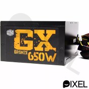 تصویر پاور کامپیوتر کولر مستر ظرفیت 650 وات مدل COOLERMASTER GX650 غیر ماژولار استاندارد 80 پلاس استوک 