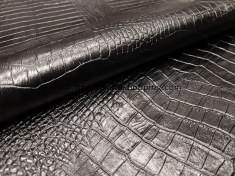 تصویر چرم طبیعی گاوی طرح روکو رنگ مشکی 