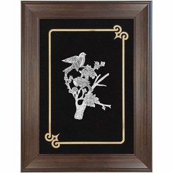 تصویر تابلو نقره گل و بلبل 