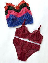 تصویر ست شورت و سوتین زنانه مدل گیپوری رنگ صورتی کم رنگ 