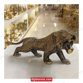 تصویر مجسمه برنجی برنزی ببر سایز بزرگ پاکستانی Large size Pakistani bronze tiger bronze statue