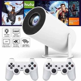 تصویر کنسول بازی Projector Android Smart + 2 game controller 