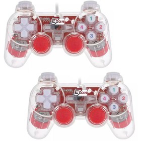 تصویر دسته بازی اکسون مدل USB-208B با سیم دوبل شوکدار 