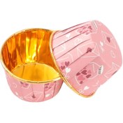 تصویر کپسول کاپ کیک آلومینیومی گلدار - صورتی گلدار 