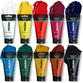 تصویر رنگ‌اکریلیک ریوز ۷۵ میل رنگ اکریلیک ریوز 75 میل بافت نرم و یکنواخت: مناسب برای حرکات قلم‌مو و ترکیب رنگ‌ها. پوشانندگی و رنگدانه قوی: اجرای رنگ‌های زنده و درخشان حتی با لایه‌های نازک. خشک شدن سریع: امکان اجرای چند لایه رنگ در زمان کوتاه. سازگار با انواع سطو