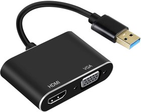 تصویر تبدیل USB3.0 به HDMI و VGA USB 3.0 HDMI/VGA Converter