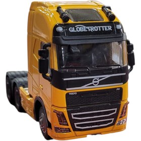 تصویر ماشین اسباب بازی کله تریلی دو محور ولوو - زرد 