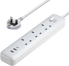 تصویر UGREEN 6 in 1 Power Extension Strip Surge Protector PD30W Charger Type C Charging Station Extension Cord 3 AC Outlet Sockets Universal Extension Plugs with 2M Extension Lead for Home Office Travel,etc 