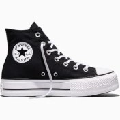 تصویر کتانی کانورس دخترانه ساقدار مدل platform رنگ مشکی Converse platform high top black