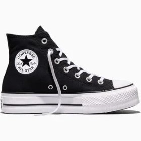 تصویر کتانی کانورس دخترانه ساقدار مدل platform رنگ مشکی Converse platform high top black