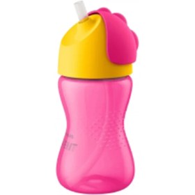 تصویر لیوان نی دار فیلیپس اونت مناسب 12 ماهگی رنگ صورتی حجم 300 میلی لیتر Philips avent straw cup pink 12m 300ml