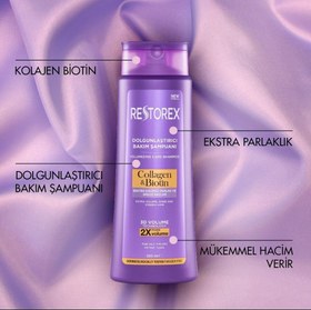 تصویر شامپو حجم دهنده مو رستورکس حاوی کلاژن و بیوتین(500میل) Restorex hair volumizing shampoo containing collagen and biotin (500 ml)