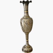 تصویر گلدان کشمیر برنجی لب هلالی سیاه قلم پاکستانی 