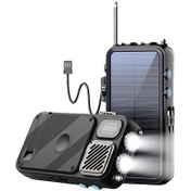 تصویر پاوربانک خورشیدی 16000 و اسپیکر بلوتوث پاورولوژی Powerology Solar Power Bank with FM Radio Speaker PP049 