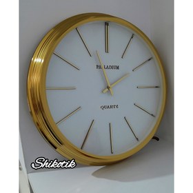 تصویر ساعت دیواری تمام فلزی آبکاری فورتیک PALLADIUM - طلایی صفحه سفید PALLADIUM CLOCK