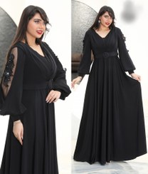 تصویر لباس مجلسی زنانه و دخترانه ، ماکسی مجلسی مدل آوینا، لباس بلند مجلسی پوشیده سایز ۴۰ الی ۵۰ 