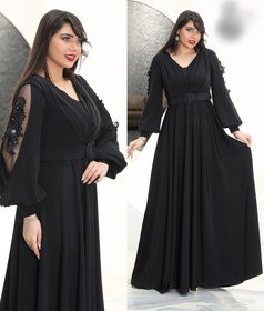 تصویر لباس مجلسی زنانه و دخترانه ، ماکسی مجلسی مدل آوینا، لباس بلند مجلسی پوشیده سایز ۴۰ الی ۵۰ 