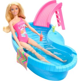 تصویر استخر باربی همراه با ست بازی عروسک برند barbie Barbie Pool with Doll Playset